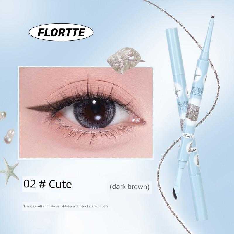 Pix Gel Eyeliner Flortte Seria Sticlă Marea cu Pensulă Tip Lamă la Ambele Capete, Neted și Rezistent la Pete pentru Începători