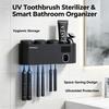 Stérilisateur de brosses à dents UV, support mural intelligent pour salle de bain, organisateur de gobelets