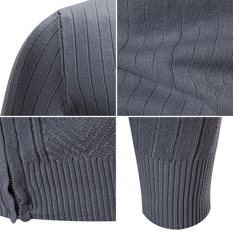 Men's Striped Stand Collar Sweater Knitted Sweater Cardigan Zipper Jacket Autumn and Winter Knitted Thread Men