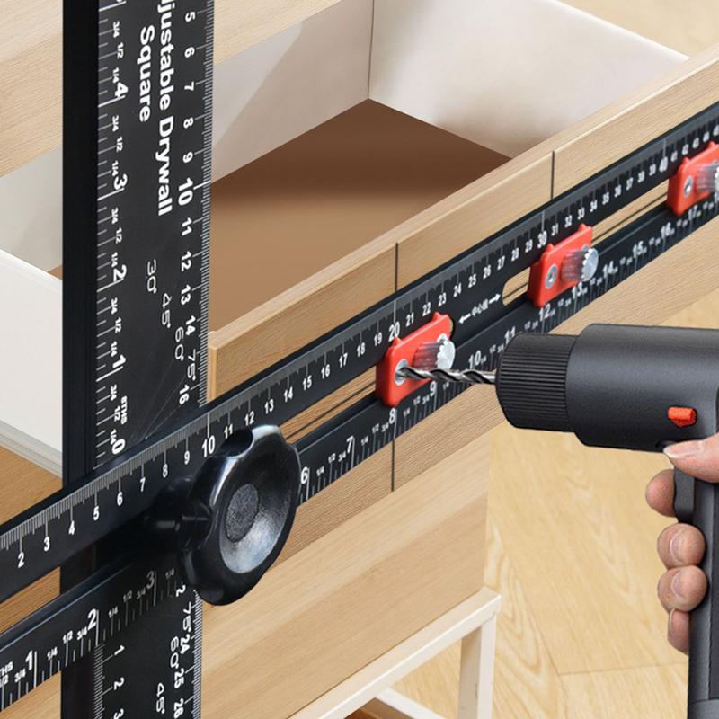 T Square Adjustable 2 In 1 Precision Measuring Tools Drilling Positioning Jig Drafting Square For Carpentry Cabinet Drawer