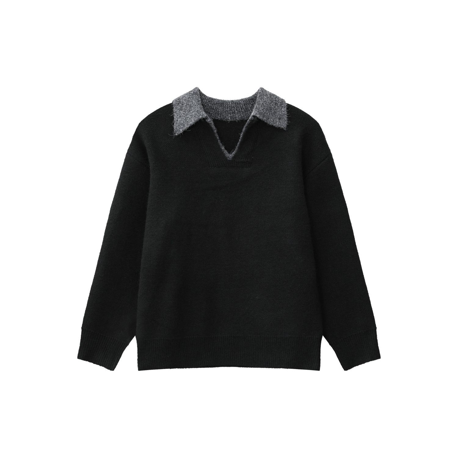 2025 Autumn/Winter Men s Trendy Lazy Style Two-in-One Polo Knit Sweater 3XL