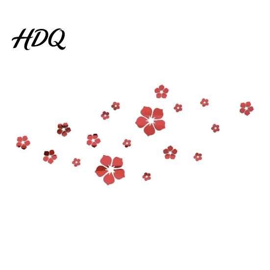 Floral 3D Acrylic Decals Mirror Flower Wall Stickers Self Adhesive Decor