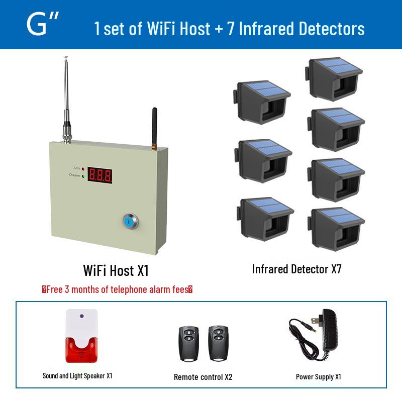 Black Iron Solar Wireless Anti-Theft Infrared Security Alarm for Fish Ponds and Orchards