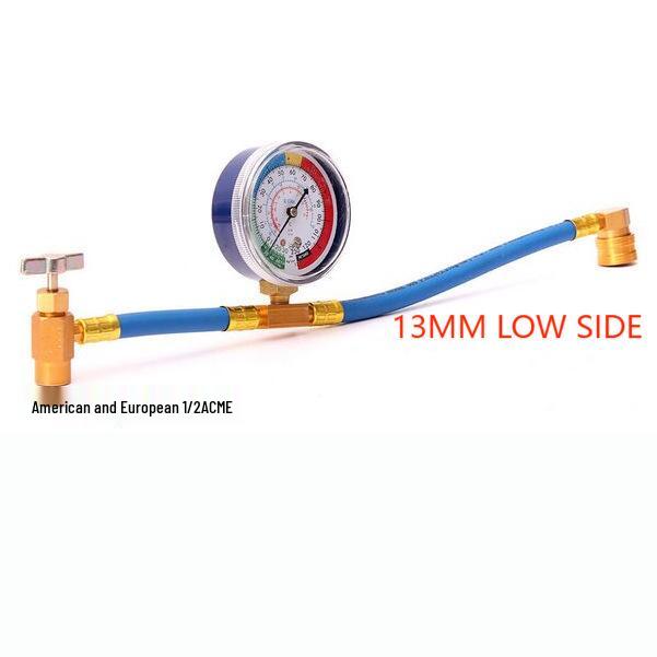 R134a Recharge Hose - DIY Car AC Refrigerant Supplement & Detection Tube, Universal 1/2 European & American Fit. 1/2 European & American
