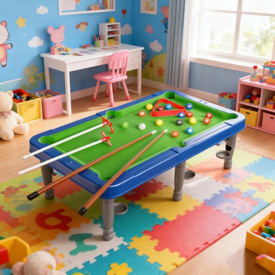 6-In-1 Mini Billiards Table Game 2 To 4 Players Parent-children Interactive Simulated Pool Table Toy Multi Game Table Snooker Board Game