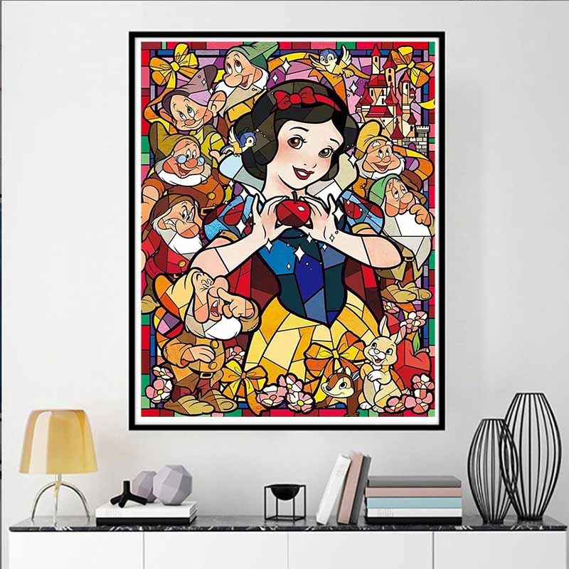 Disney Diamond Painting Snow White Stained Window Theme Illustration Mosaic Craft Hobby DIY Gift Home Decoration Embroidery