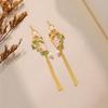Winter Retro Fan Tassel Earrings: 925 Silver, Enamel & Pearl Ornaments