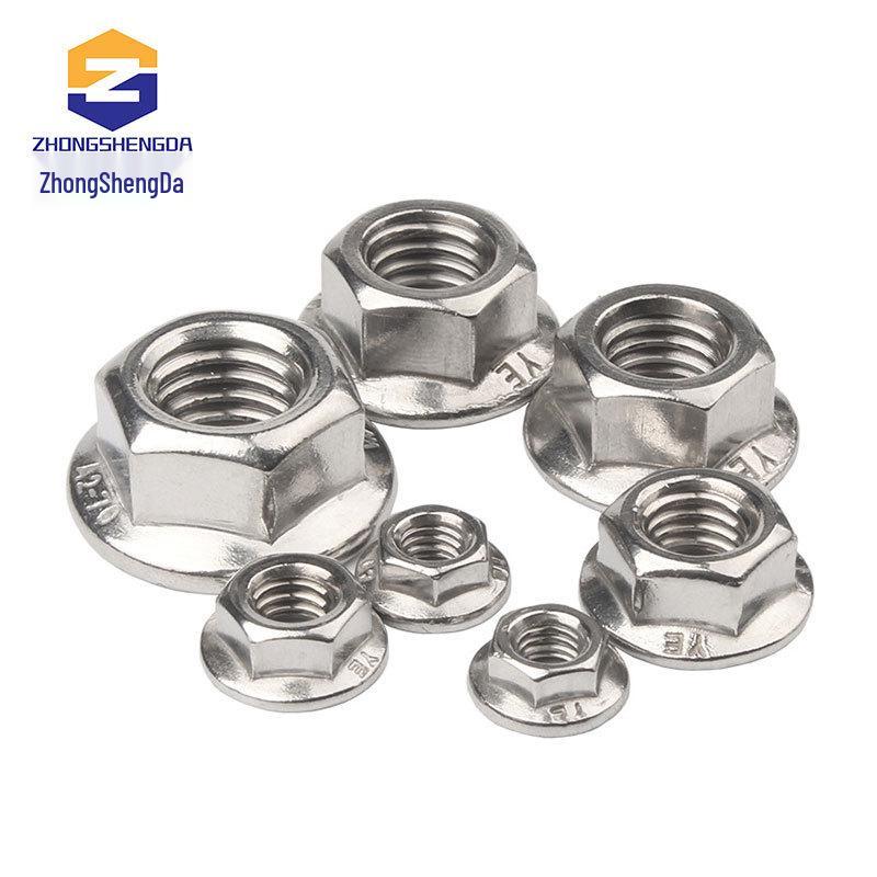 Flower Teeth Anti-slip Locking Hex Nut - 304 Stainless Steel, M3-M20