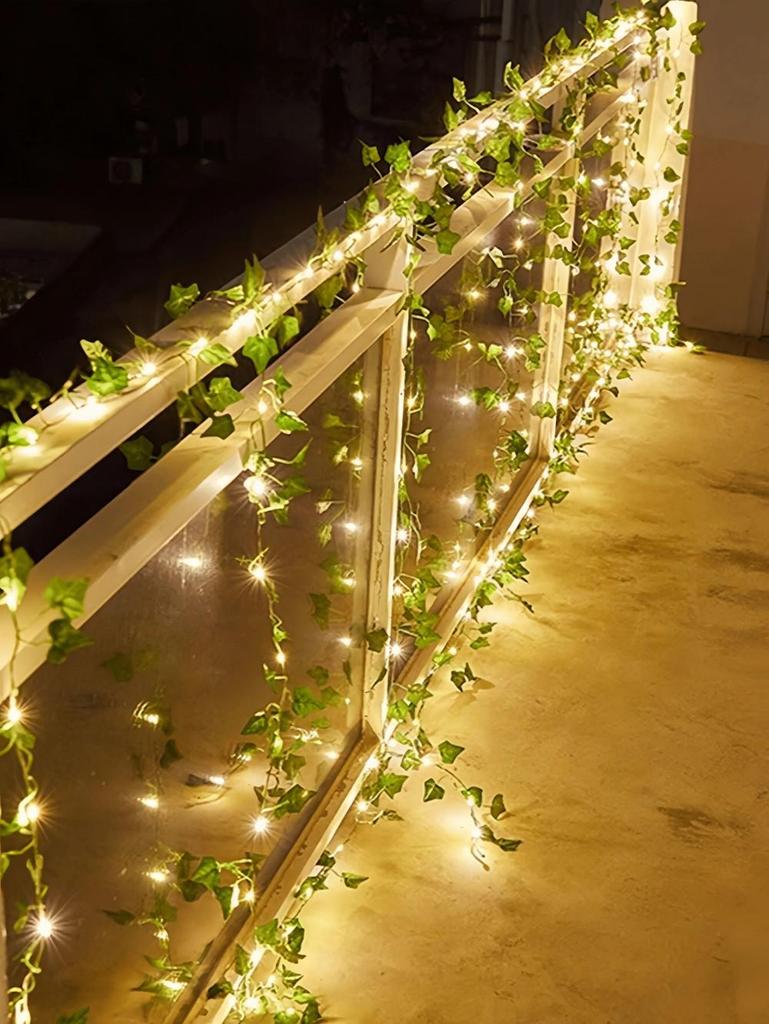 LED Willow Leaf Curtain Lights with USB, Indoor Hanging Decorative Lights for a Warm Atmosphere