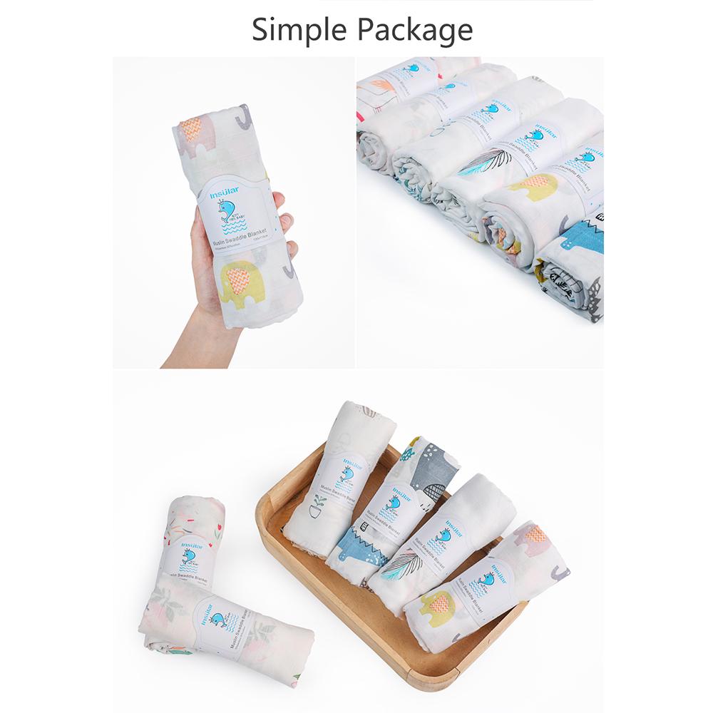 Insular Muslin Swaddle Blanket Bamboo Fiber & Cotton Baby Blankets Soft & Breathable Portable