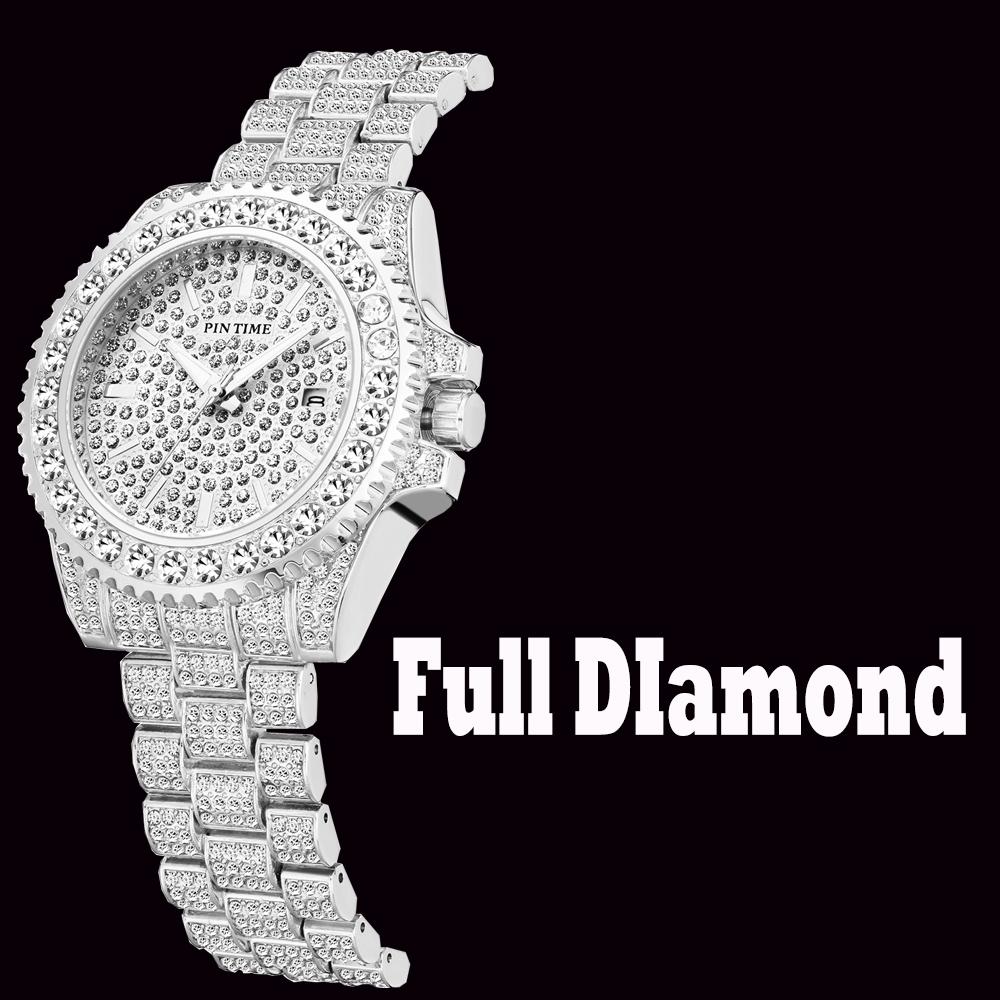 Zegarek Męski Luksusowy Biznesowy Wodoodporny Z Diamentami Zewnętrznymi Zegarek Dla Mężczyzn Stalowy Pasek Zegarek Kwarcowy Casual Prezent Popularny Produkt