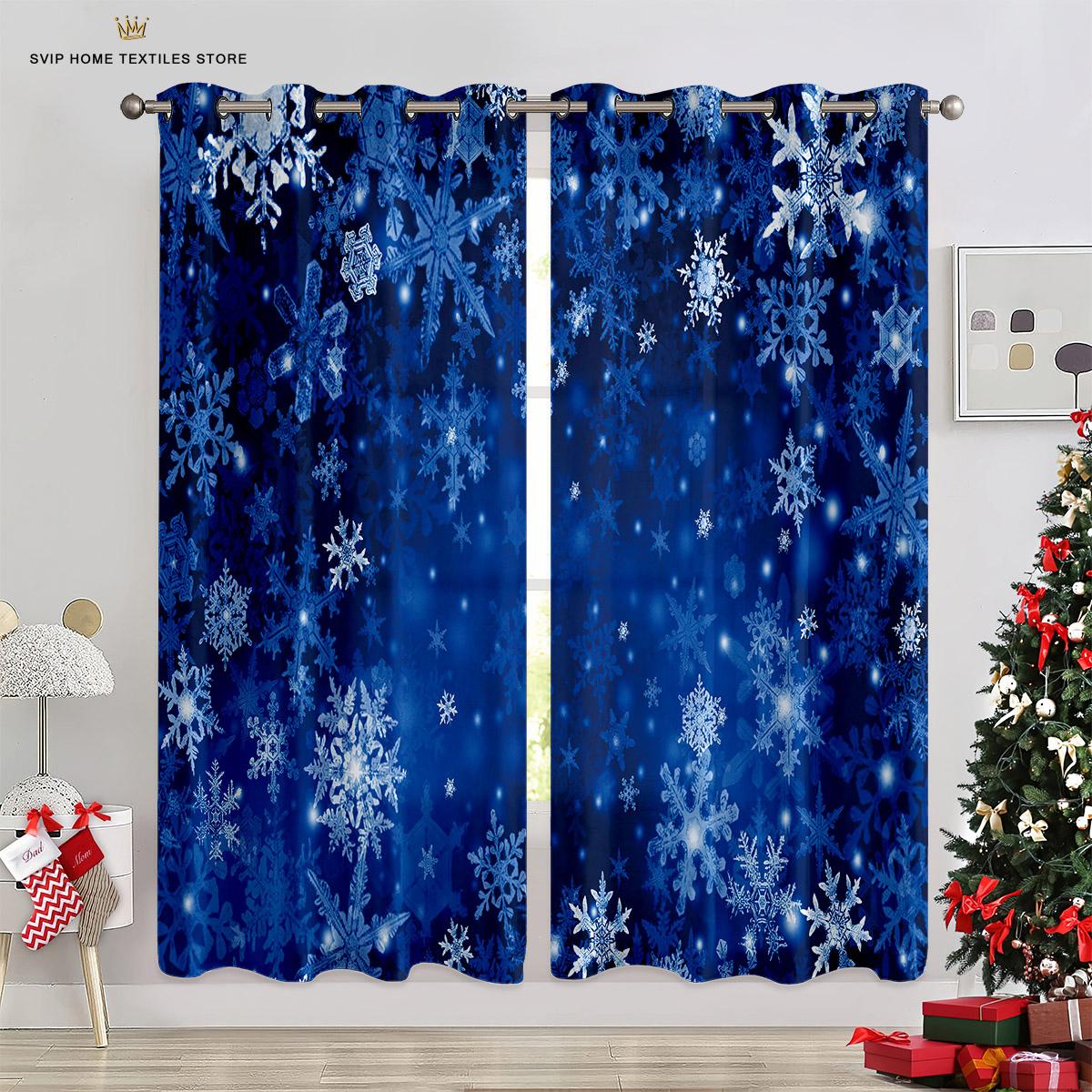 

Занавески с рождественскими огнями, снеговик, снежинки, 3D-печать, украшение для праздничной вечеринки, можно сделать на заказ, 2 шт. W50X130H(CM)X2PCS&Rod pocket