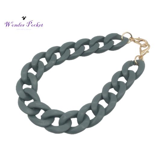 Geantă de mână acrilic mat de 60 cm, curea cu lanț, cu cârlig, cu clemă