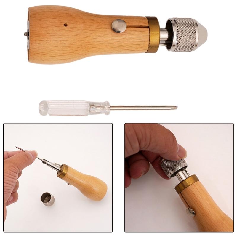Leather Sewing Awls Tool Set Including Straight/Curved Needle Tip, Sewing Thread & Screwdriver, for Leather Craft Repair