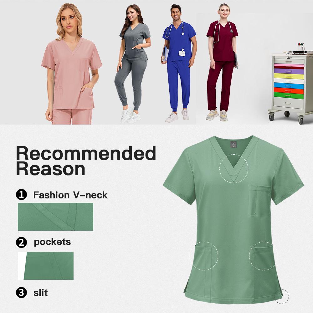 Unisex Quick-Dry Short Sleeve Scrub Suit for Medical Professionals