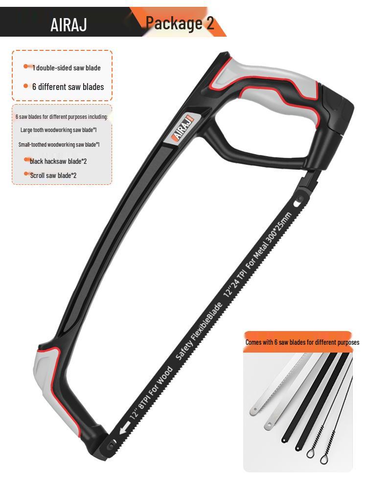 Compact Household Handheld Hacksaw with Iron Blade and Frame