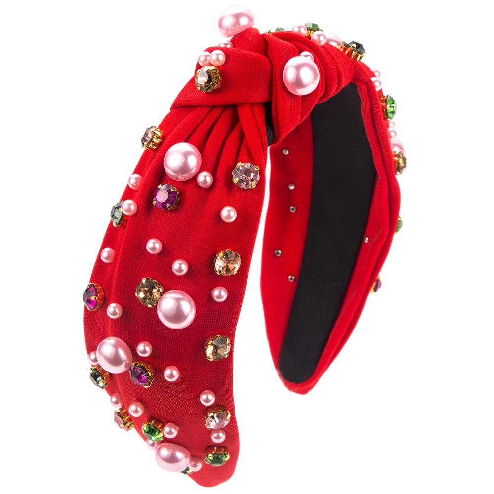 Valentinstag Haargummi Knoten Nagel Perle Hohes Stirnband Modischer Trend Größe Perlenkopfschmuck Haaraccessoire