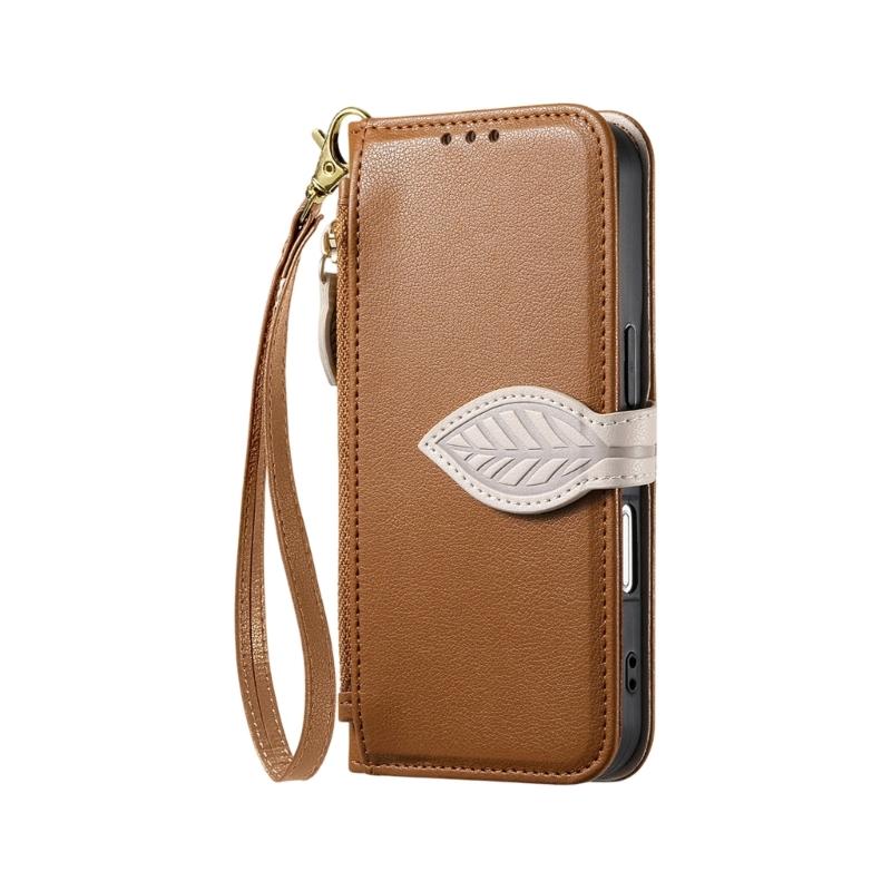 Protective Flip Phone Case With Detachable Wrist Strap Shockproof PU Leather Cover For Secure Carry And Easy Access