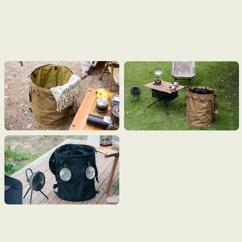 Camping Trash Can Foldable Garbage Bin with Zippered Lid Foldable Garbage Container for Campsites Outdoor Picnics BBQ