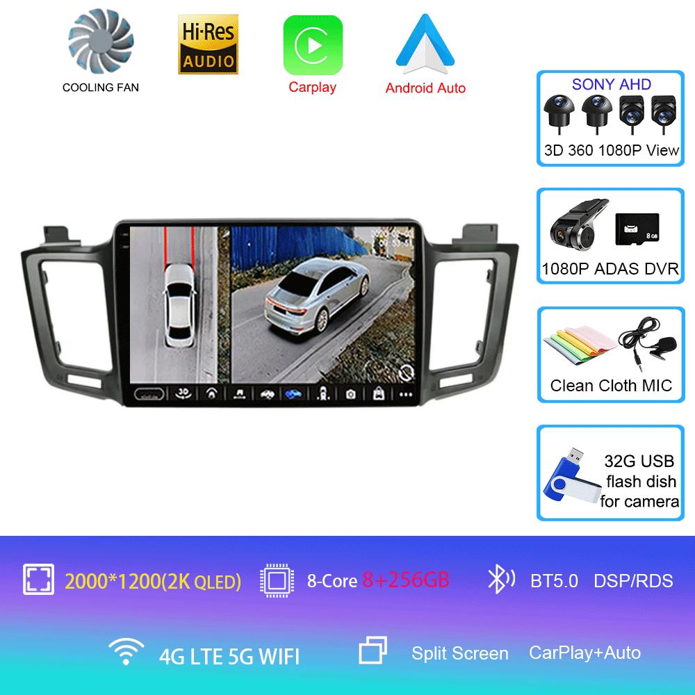 Android 14 For Toyota RAV4 RAV 4 2013 2014 2015 2016 2017 Multimedia Player 4G Carplay Car Radio GPS Stereo Head Unit Auto