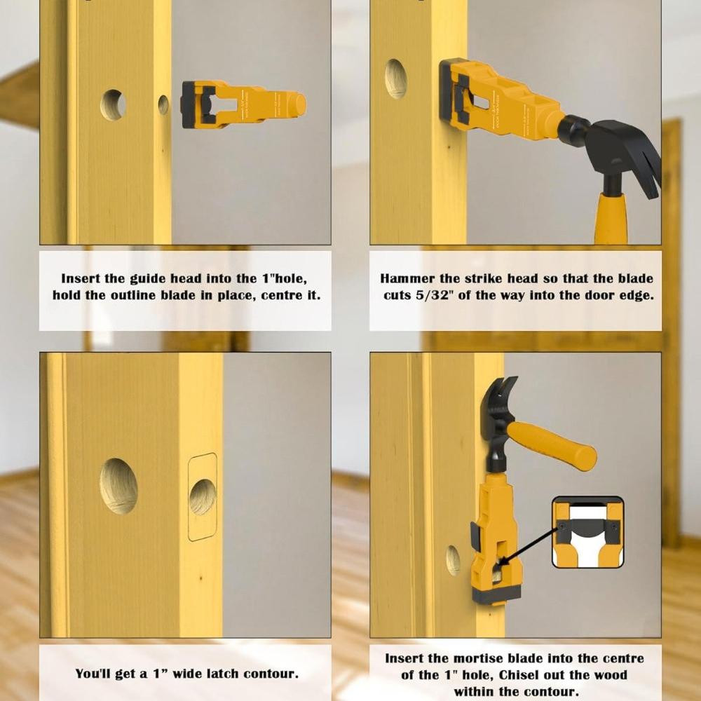 Professional Mortise Door Latch Tool Kit - Essential for Easy Material Removal and Latch Installation