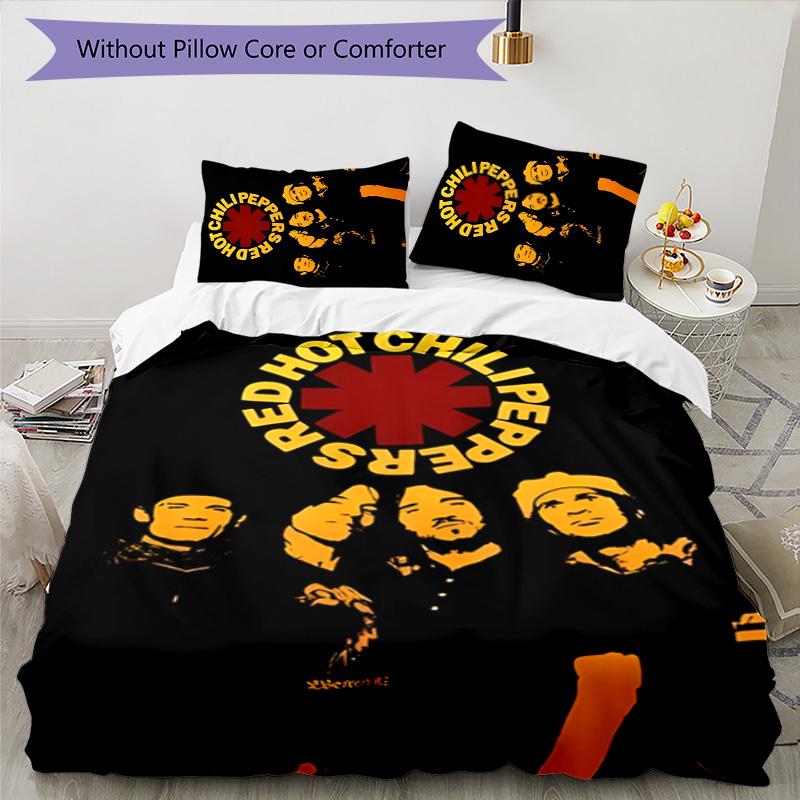 Red Hot Chili Peppers 3pcs Bedding Set Duvet Cover Closure Includes 1 Duvet Cover & 2 Pillowcases for All Seasons Bedroom Home Dorm Decor