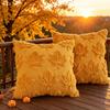 Fall Pillow Cover 45 x 45 cm Tufted Leaf Pattern Polyester Pillow Case, 1 Pack for Living Room Sofa Styling Use
