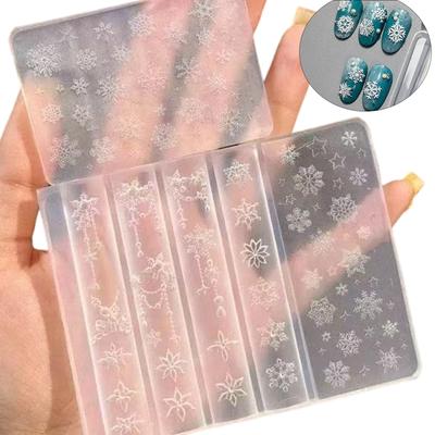 Nails Art Moulds Silicone Template Nails Designing Tool Snowflake Theme Silicone Handmade Molds for Manicure Creation