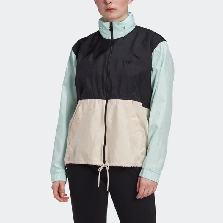 Adidas Originals Color Block Stand Collar Long Sleeve Zip Retro Sports Jacket Women jackets Black GD2532