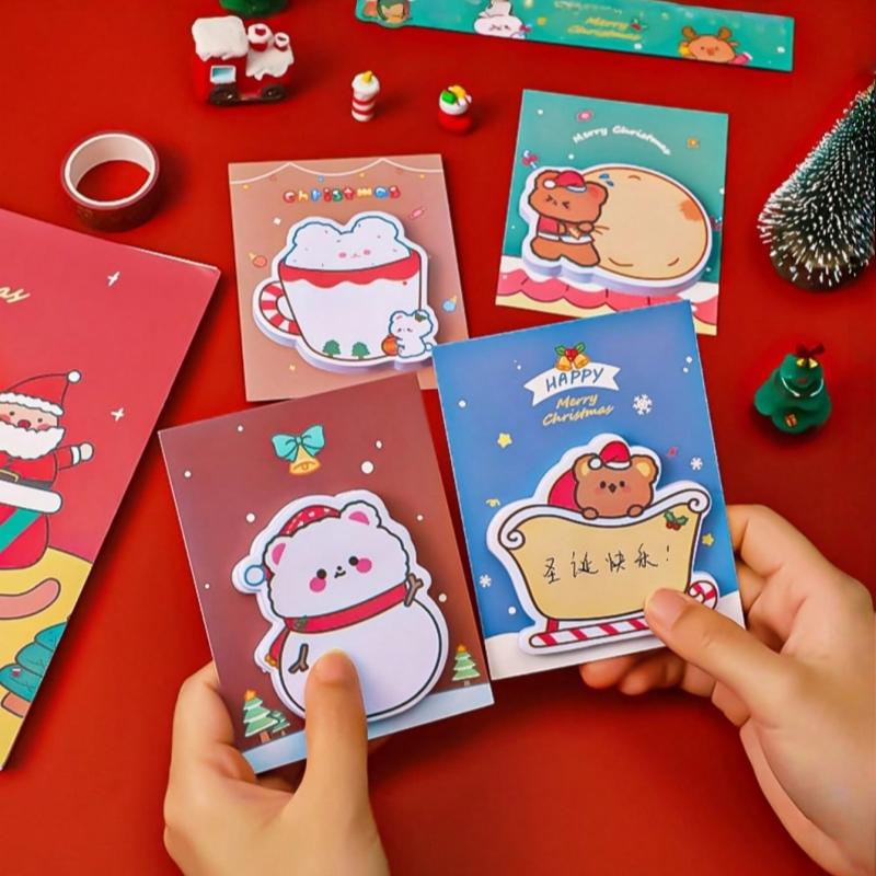 4/6pcs Christmas Note Book, Suitable for Students, Office Study Notes, Santa Claus Memos Cute Christmas Gift Message