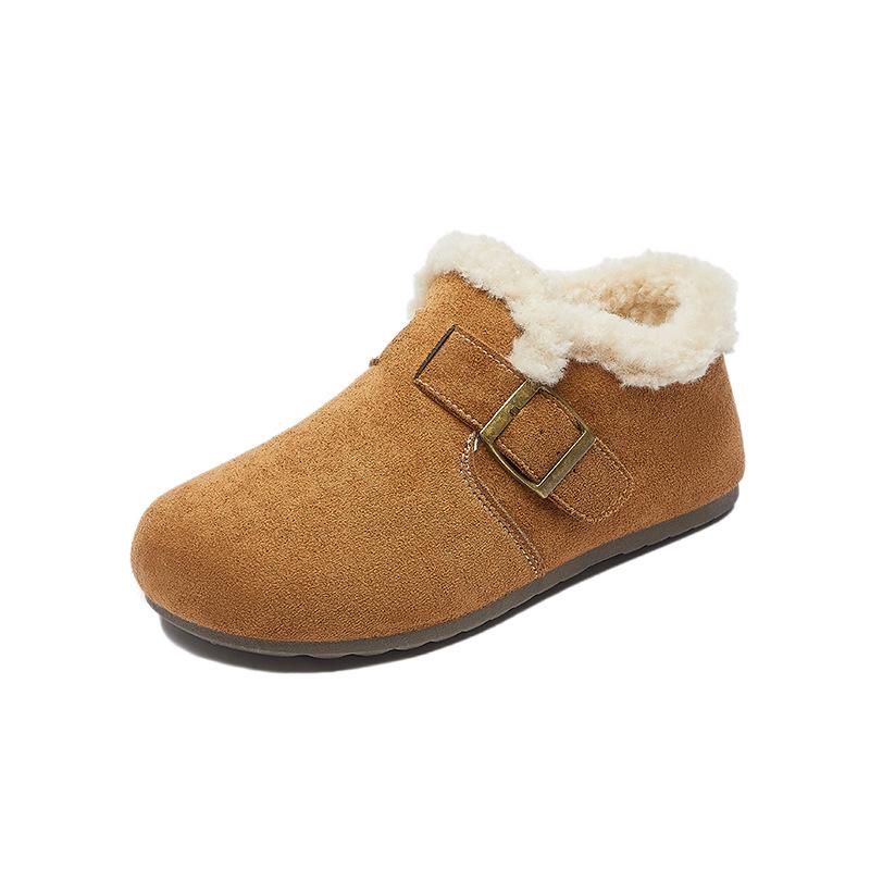 Women's Winter Warm Mini Snow Boots Fuzzy Faux Suede Walking Shoes for Women Casual Anti-Slip Comfortable Platform Short Booties With Faux Fur Lined