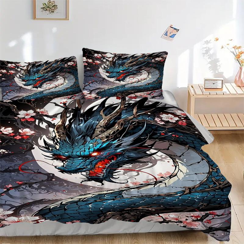 

3pcs Dragon Artwork Fantasy Duvet Cover Set, Soft Comfortable Duvet Cover,Guest Room (1*Duvet Cover + 2*Pillowcase, Without Core) yy251104119 135x200cm