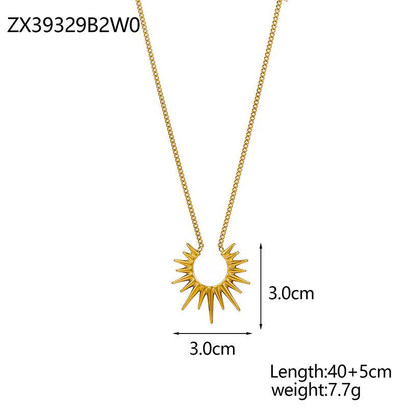 Retro Sunflower U-Shaped Horseshoe Necklace, 18K Gold-Plated Stainless Steel Clavicle Chain