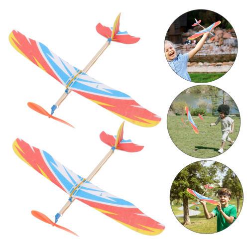Housoutil 3 Pieces DIY Aircraft Toy Windup Model Airplane Foam Glider Bird Design Aircraft Rubber Band Powered DIY Model Bamboo