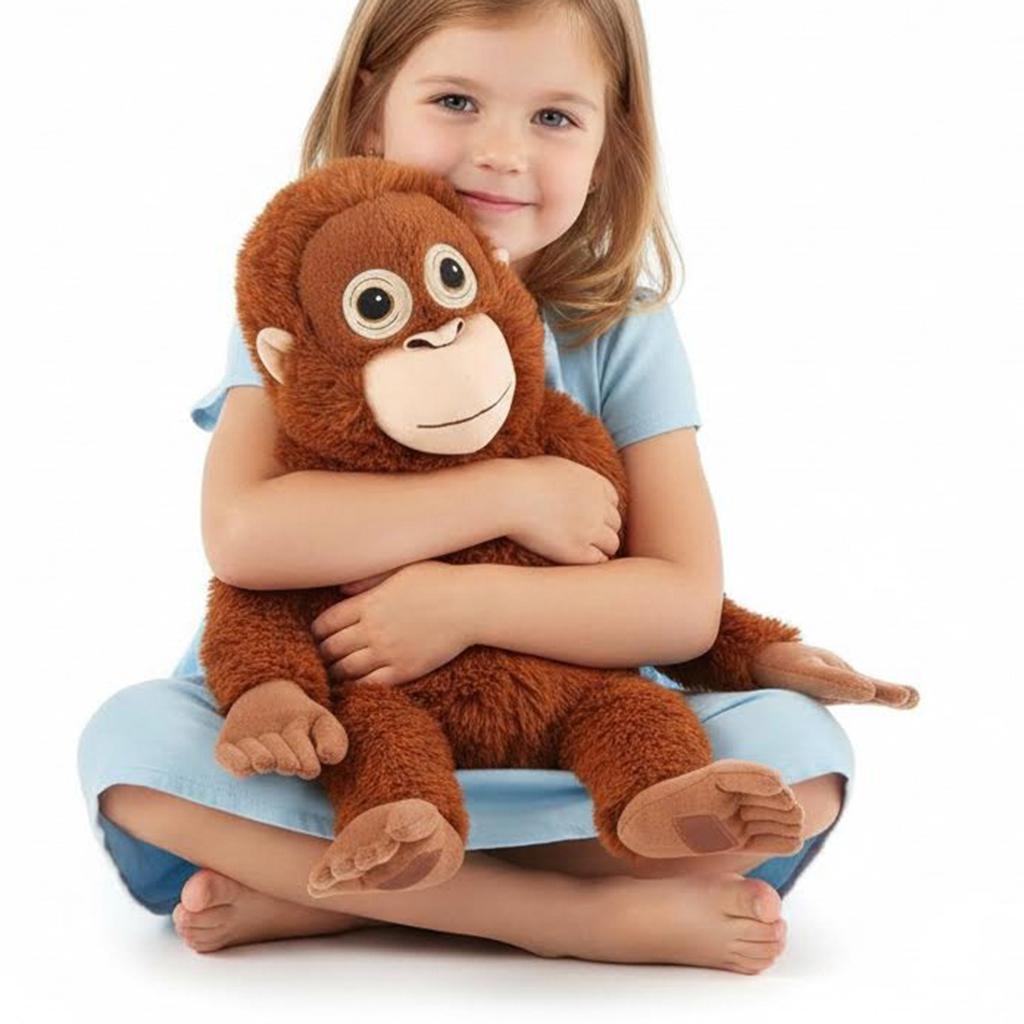 66cm Soft Stuffed Orangutan Plushies Large Monkey Plush Doll Realistic Cuddly Animal Toy for Bedroom Living Room Home Decor