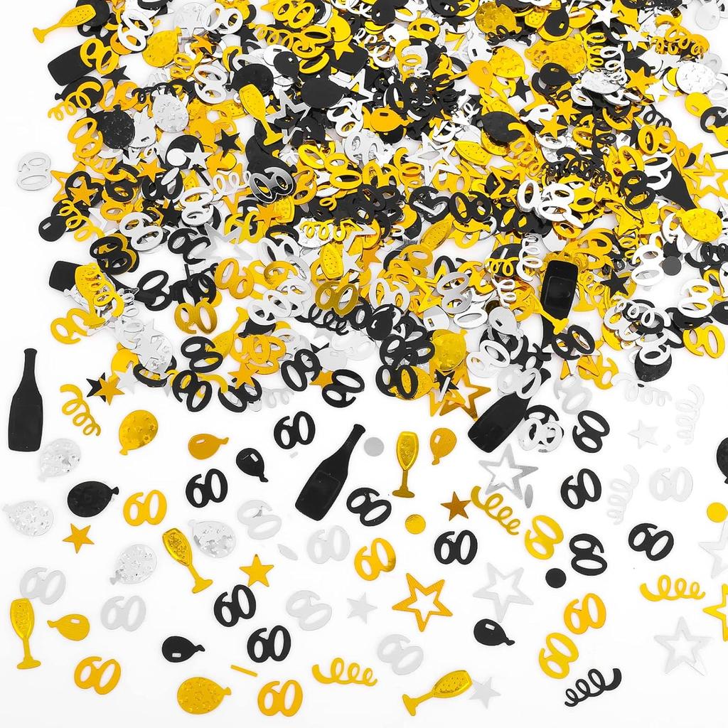 3000 Pieces Birthday Confetti Number 90 Glitter Confetti Birthday Cake Confetti Table Confetti Black Gold and Silver Party Decorations Supplies for
