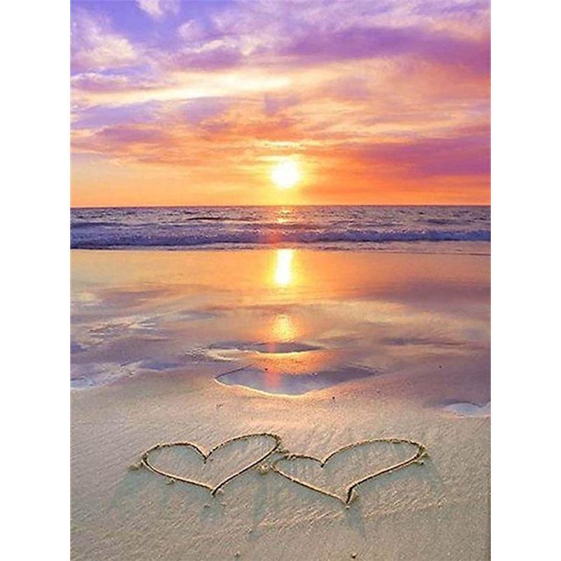 5D Diy Full Round Drill Diamond Painting Cross Stitch Heart Shape Landscape Diamond Embroidery Home Decor Gift
