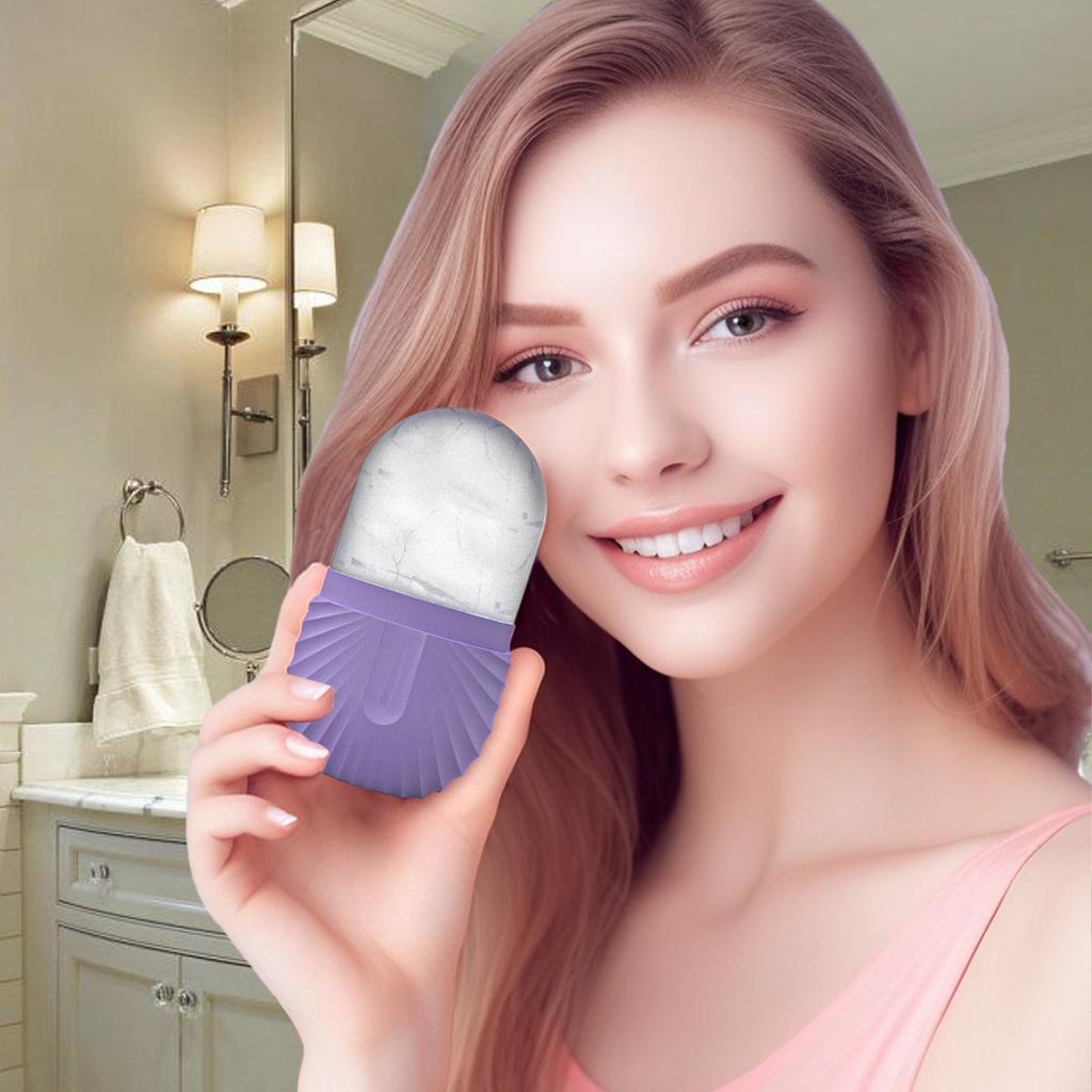 Summer Ice Face Roller Facial Massage Ice Cream Container Reusable Silicone Massage Ice Mold For Home Travel Facial Beauty