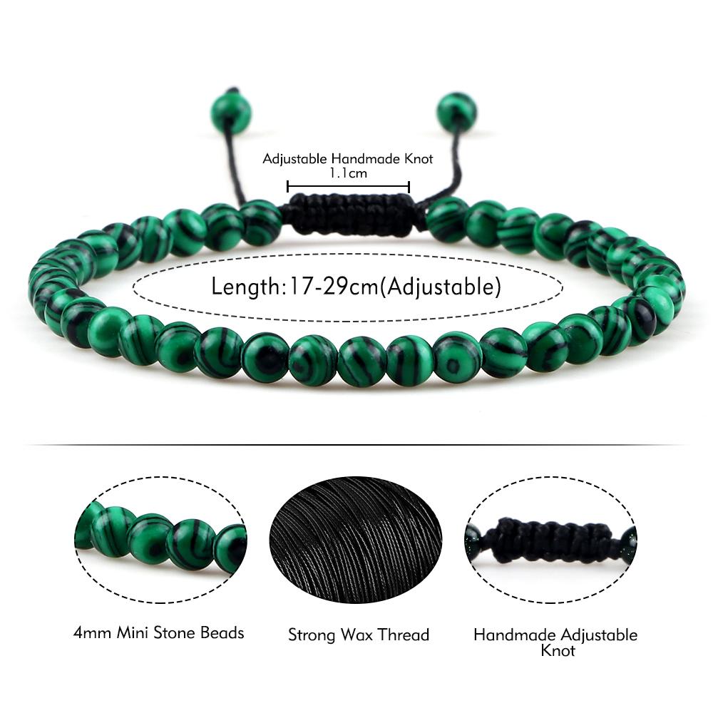 Adjustable 4mm Chakra Beads Bracelet Mini Natural Stone Agats Lava Tiger Eye Beaded Bracelets & Bangles Women Men Gift Jewelry