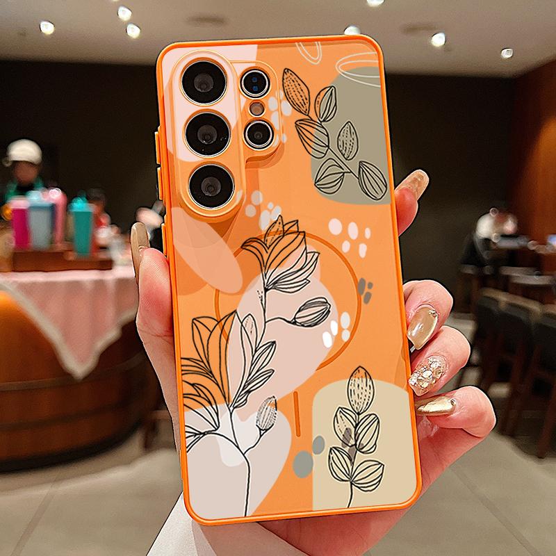 Magnetic Phone Case For Samsung Galaxy S25 S26 Ultra Edge S24 S23 FE A17 A56 A37 A16 A55 A15 A36 A35 A54 5G Cartoon Floral Cover