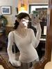 Korean Style Lace V-neck Long-sleeve Women's Top - Slim Fit, Autumn Niche Design