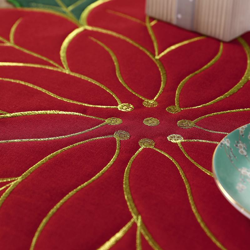 3Size New Europe Cotton Christmas Flower Table Runner Lace Embroidered Cover Cloth Towel Kitchen Tablecloth Party Birthday Decor