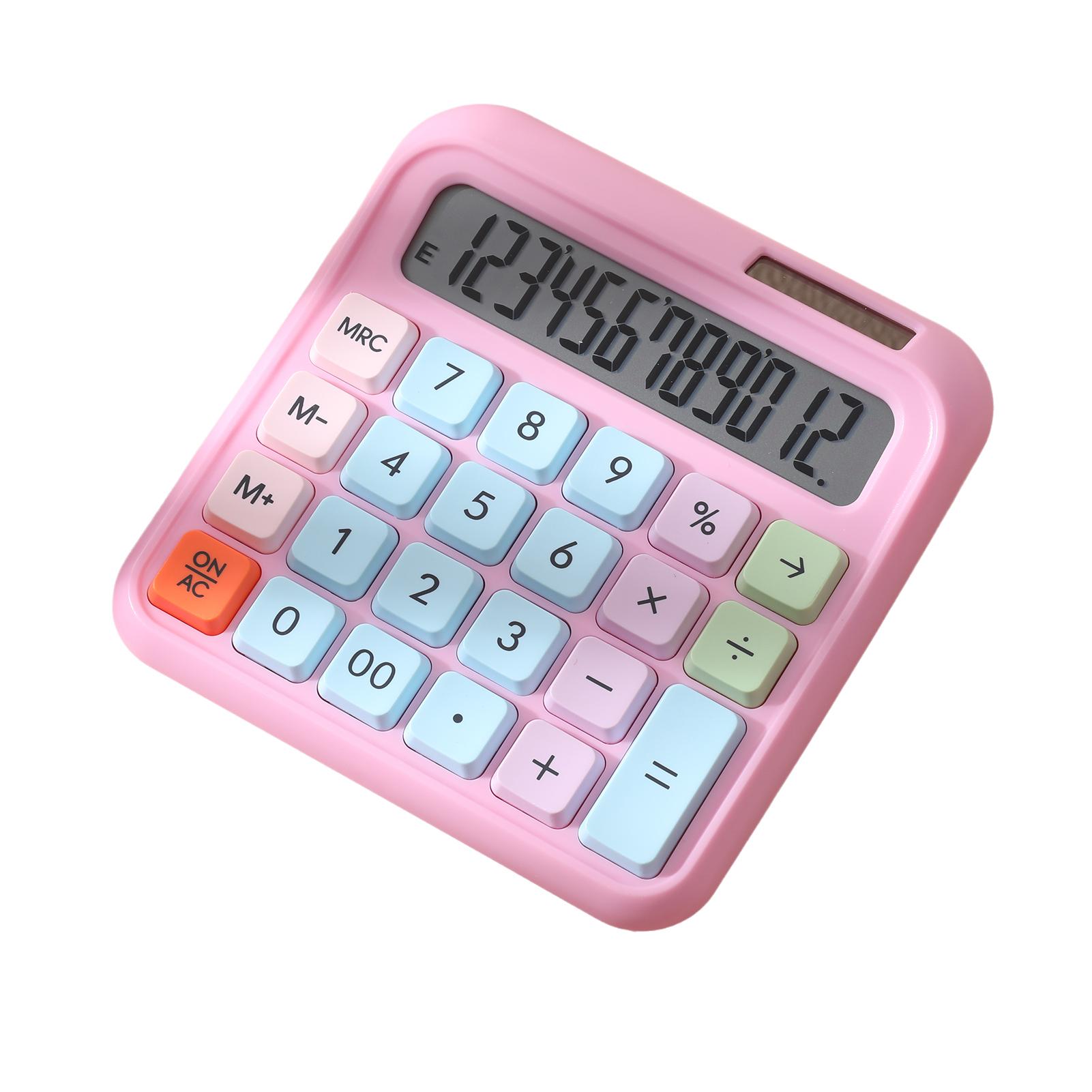 

Desktop Calculator 12 Digit Large and LCD Display Calculators Solar Power and Battery Operated Suitable for Office School Home рожевий
