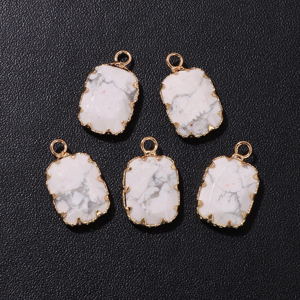 2pcs Natural Stone Pendant Quartz Lapis Chalcedony Amethysts Tiger Eye Stone Connector Charm For Making Necklace Bracelet