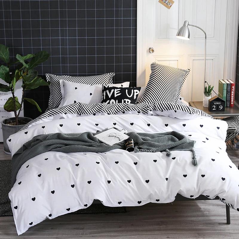 Heart Print Duvet Cover Set King Size Reversible Bedding Set Microfiber Modern 1 Quilt Cover Zipper Closure with 2 Pillowcases