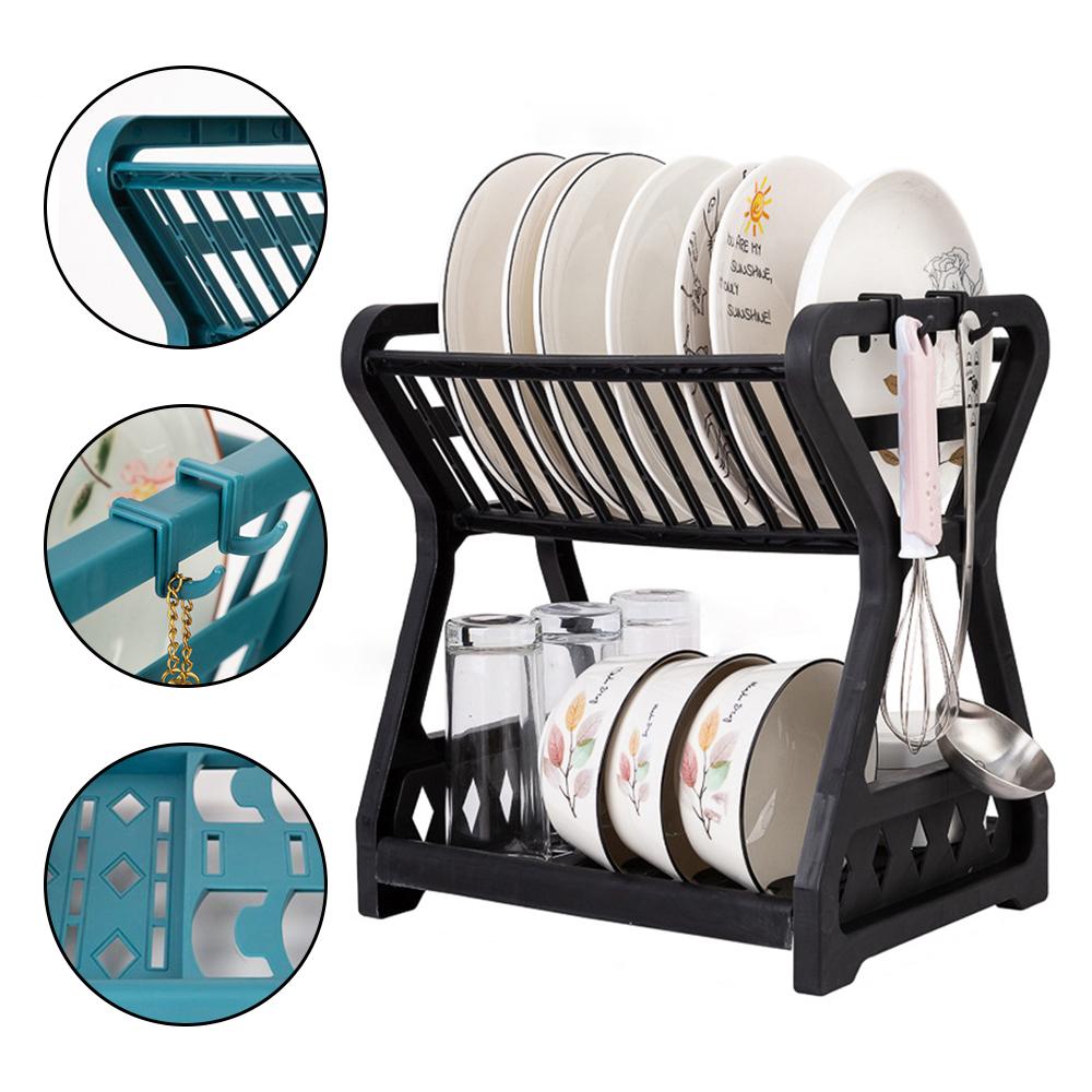 Storage Rack, Drain Rack, Bowl Rack, Kitchen Storage Rack, Double-Layer Dish Rack Storage Dish Drainer Dish Dryer Organizer Shel