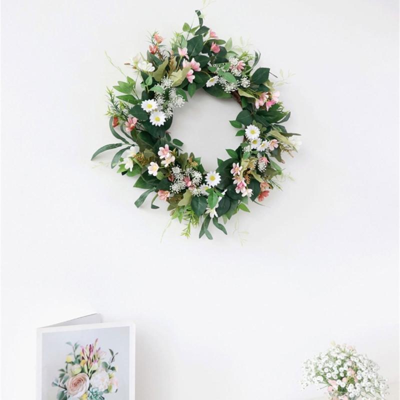 Artificial Flower Wreath Spring Wreath Decoration for Front Door Farmhouses Garden for Wedding Party Home Decoration