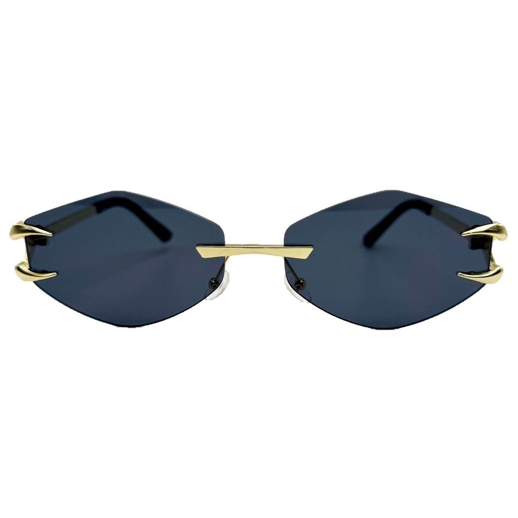 Neue rahmenlose polygonale Sonnenbrille Personalisierte Klauen-Zahn-Dekorationsbrille Outdoor Seaside Street Shooting Shades Brille