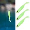 3pcs Fishing T Tail Baits Artificial Fishing Lures Lifelike Soft Paddle Tail Bait 105mm 9.2gLuminous Color
