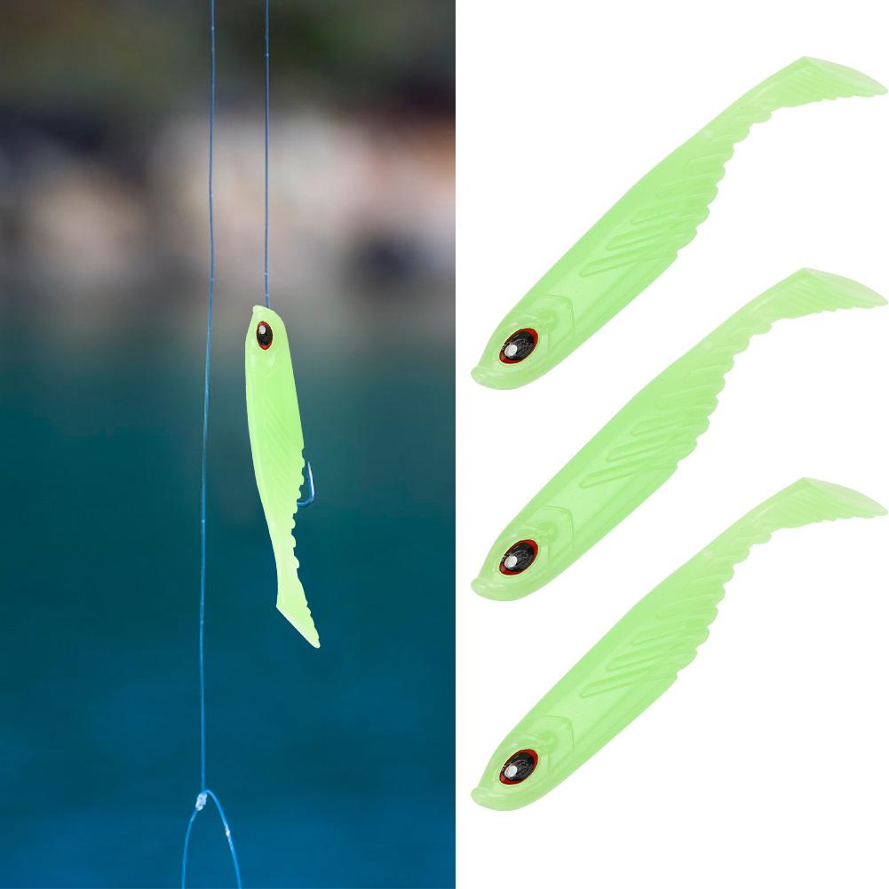 3pcs Fishing T Tail Baits Artificial Fishing Lures Lifelike Soft Paddle Tail Bait 105mm 9.2gLuminous Color